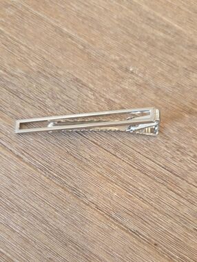 Source Unknown Silver Rectangular Men's Tie Clip